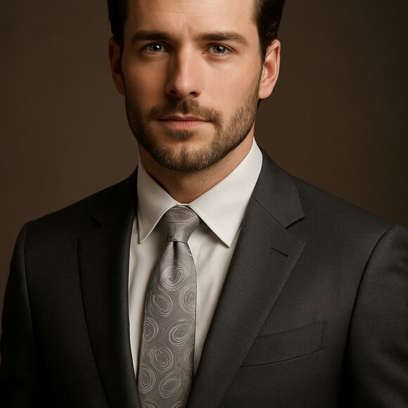 Michael Kors & Stafford Silk Tie Bundle – Classic Gray Paisley & Black Windowpan - Picture 1 of 16